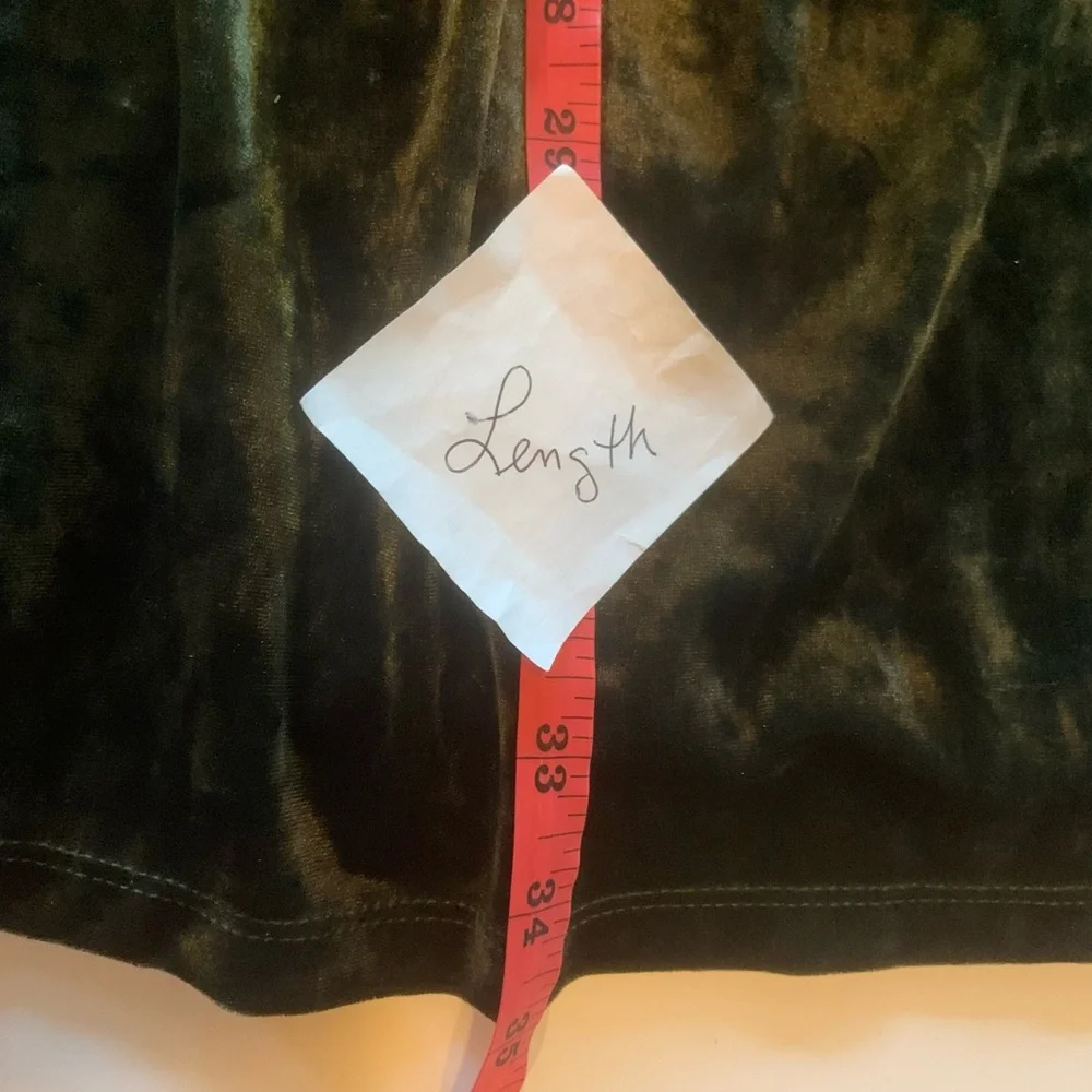 a.n.a. Crushed Velvet Bell Sleeve Mini Dress Size Med Green Boho Hippie Fairy - Picture 7 of 7